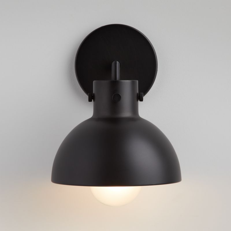 Dakota Black Sconce Light with Small Black Dome