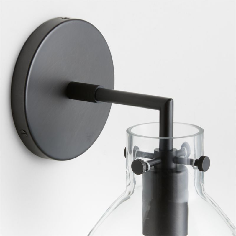 Dakota Black Sconce Light with Small Clear Glass Dome - image 4 of 6