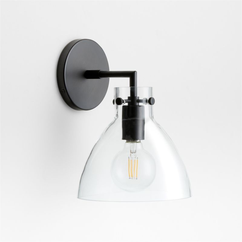 Dakota Black Sconce Light with Small Clear Glass Dome - image 6 of 6