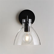 Dakota Black Sconce Light with Small Clear Glass Dome