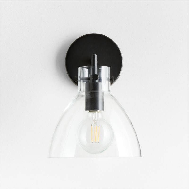 Dakota Black Sconce Light with Small Clear Glass Dome - image 3 of 6