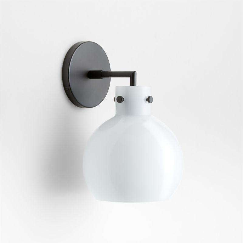 Dakota Black Sconce Light with Small Milk White Glass Globe - image 7 of 7