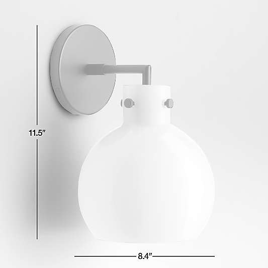 Dakota Chrome Sconce Light with Small Milk Glass Globe Set of 2