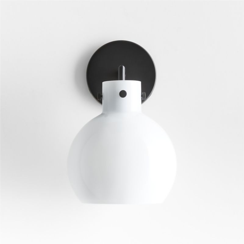 Dakota Black Sconce Light with Small Milk White Glass Globe - image 5 of 7