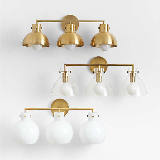 Dakota Brass 3-Light Wall Sconce with Brass Dome