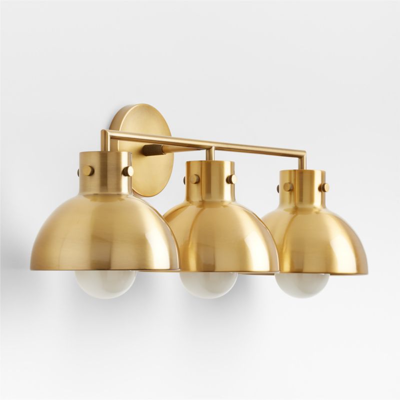Dakota Brass 3-Light Wall Sconce with Brass Dome