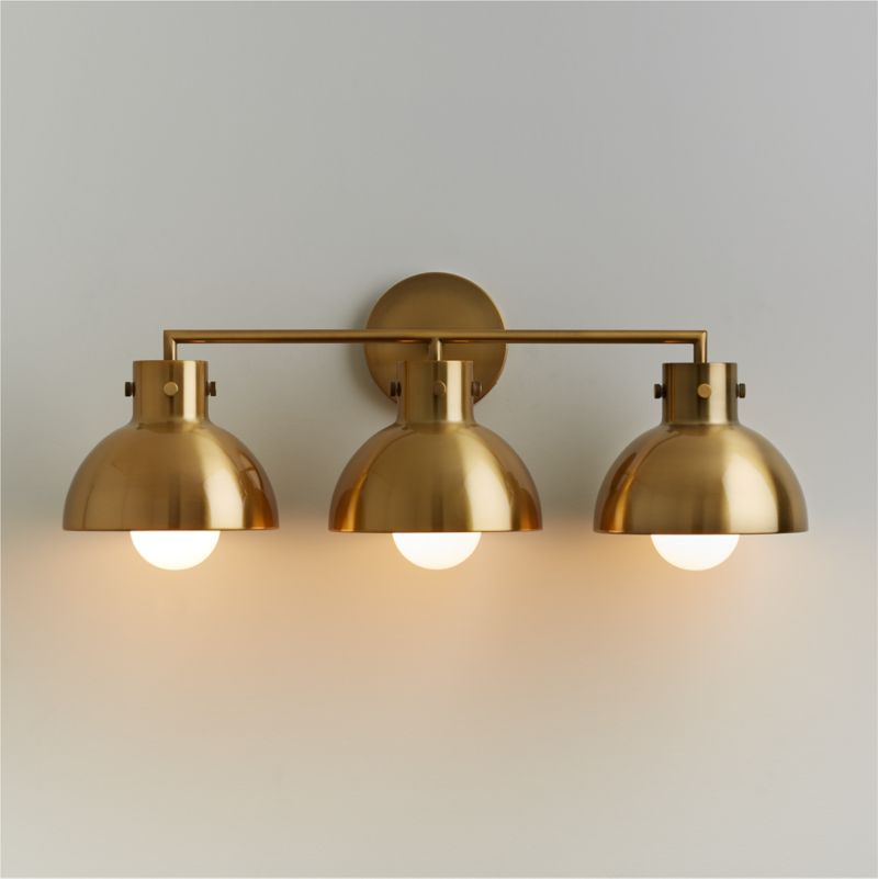 Dakota Brass 3-Light Wall Sconce with Brass Dome