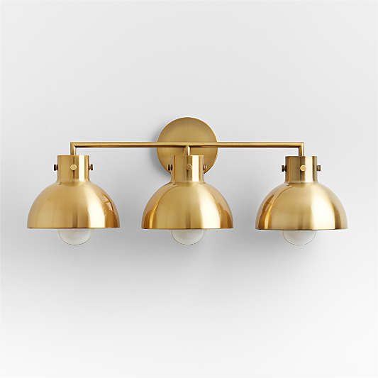 Dakota Brass 3-Light Wall Sconce with Brass Dome