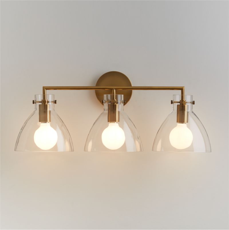 Dakota Brass 3-Light Wall Sconce with Clear Glass Dome - image 5 of 8