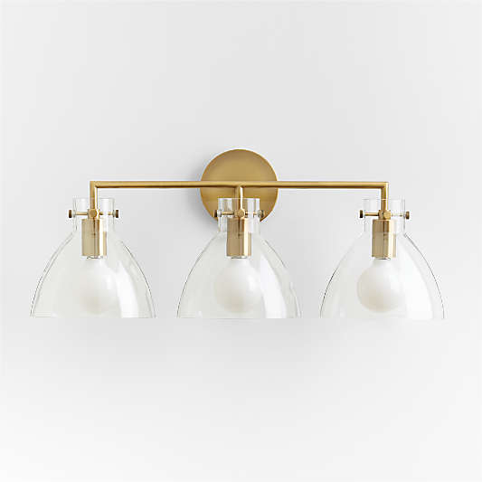 Dakota Brass 3-Light Wall Sconce with Clear Glass Dome