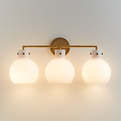 View Dakota Brass 3-Light Wall Sconce with Milk Glass Globe details