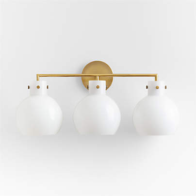 Dakota Brass 3-Light Wall Sconce with Milk Glass Globe