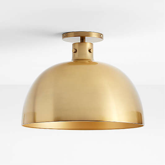 Dakota Brass Flush Mount Light with Large Brass Dome