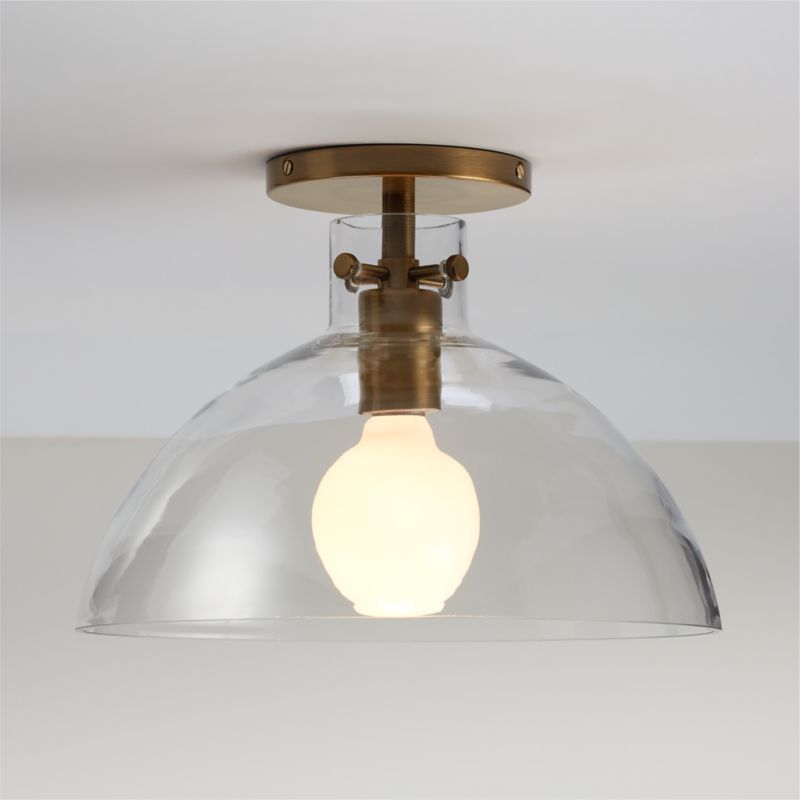 Dakota Brass Flush Mount Light with Clear Glass Dome