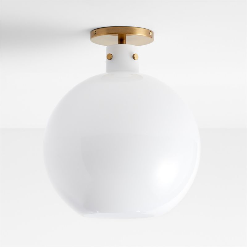 Dakota Brass Flush Mount Light with Large Milk Glass Dome - image 2 of 4