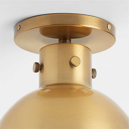 Dakota Brass Flush Mount Light with Small Brass Dome