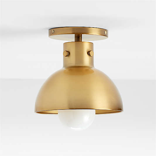 Dakota Brass Flush Mount Light with Small Brass Dome