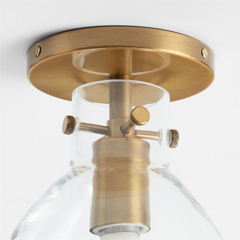 Dakota Brass Flush Mount Light with Small Clear Glass Dome - image 1 of 3