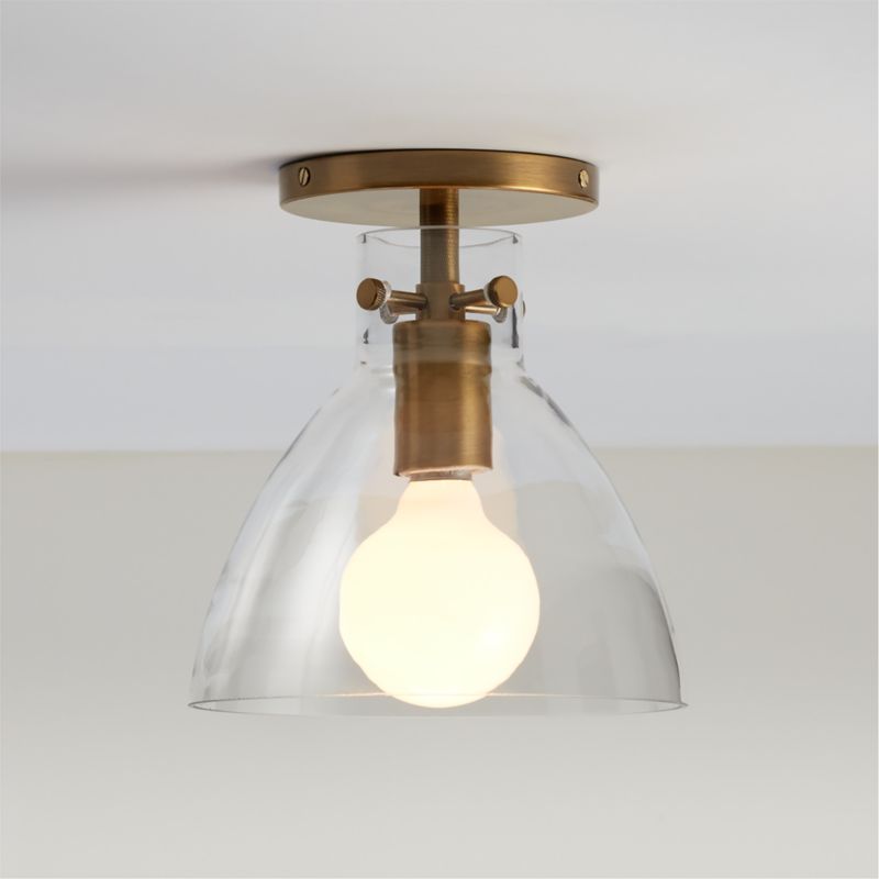 Dakota Brass Flush Mount Light with Small Clear Glass Dome - image 0 of 3