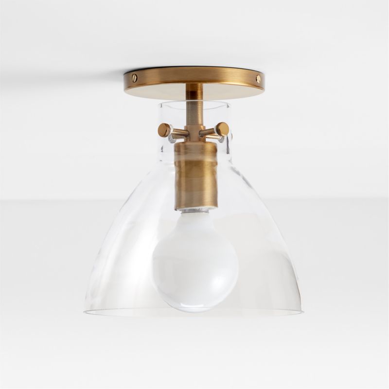 Dakota Brass Flush Mount Light with Small Clear Glass Dome - image 2 of 3