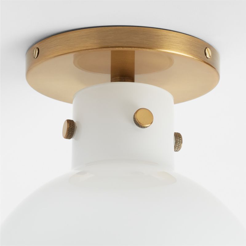 Dakota Brass Flush Mount Light with Small Milk Glass Globe - image 5 of 5