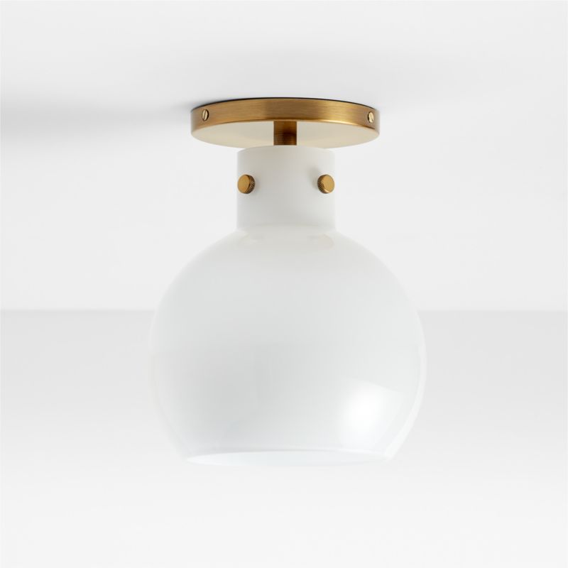 Dakota Brass Flush Mount Light with Small Milk Glass Globe - image 4 of 5