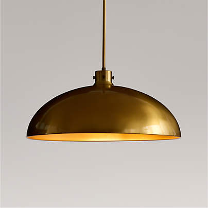 Dakota Brass Pendant Light with Wide Brass Dome