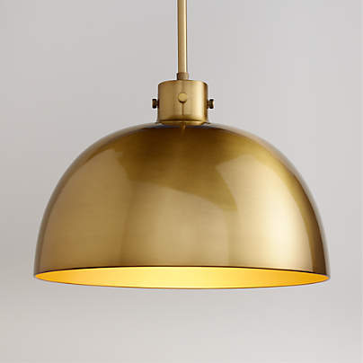 Dakota Brass Flush Mount Light with Large Brass Dome + Reviews | Crate ...