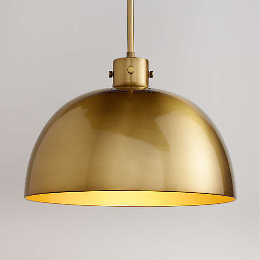 Dakota Brass Pendant Light with Large Brass Dome