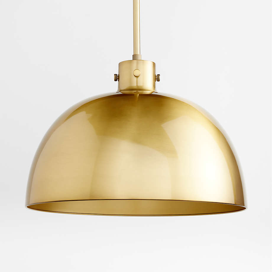 Dakota Brass Pendant Light with Brass Dome