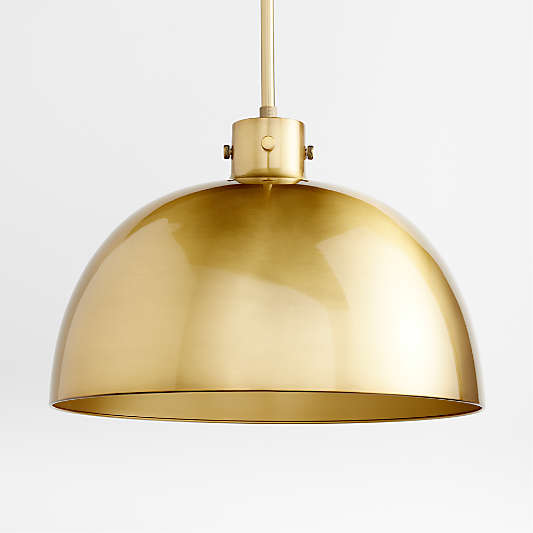 Dakota Brass Pendant Light with Large Brass Dome