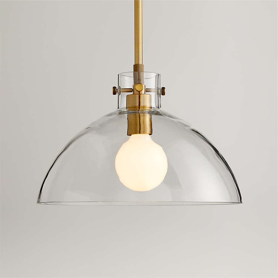 Dakota Brass Pendant Light with Large Clear Glass Dome + Reviews