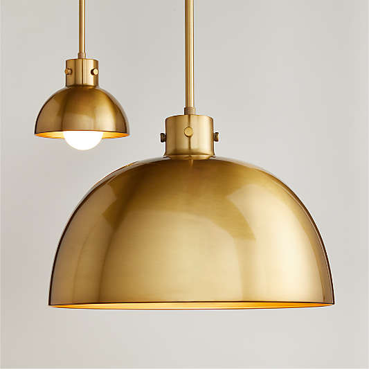 Dakota Brass Pendant Light with Large Brass Dome