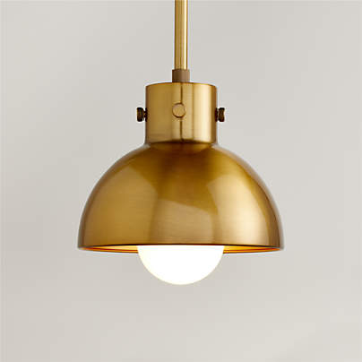 Dakota Brass Pendant Light with Small Brass Dome