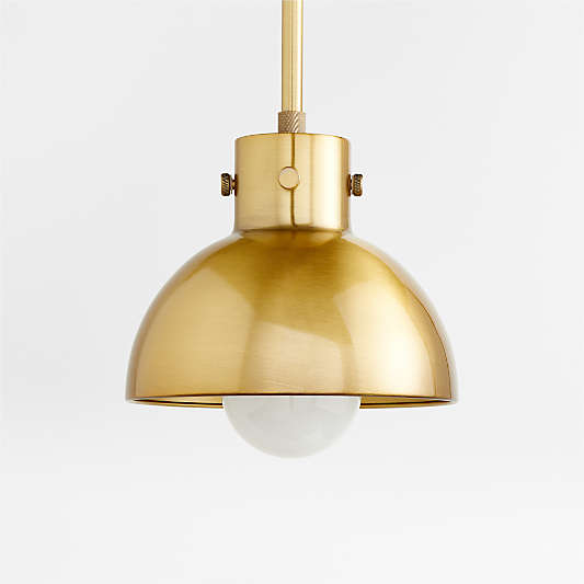 Dakota Brass Pendant Light with Small Brass Dome