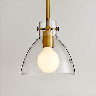 Dakota Brass Pendant Light with Small Clear Glass Dome