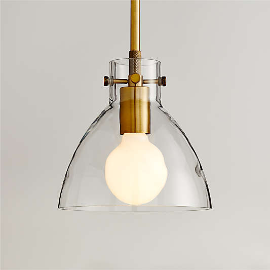 Dakota Brass Pendant Light with Small Clear Glass Dome