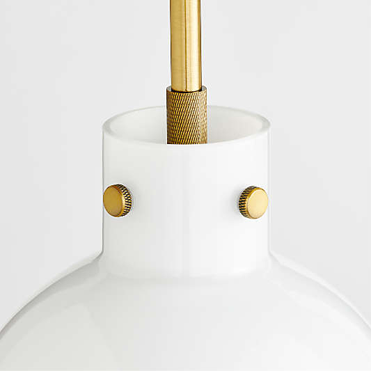 Dakota Brass Pendant Light with Small Milk Glass Globe