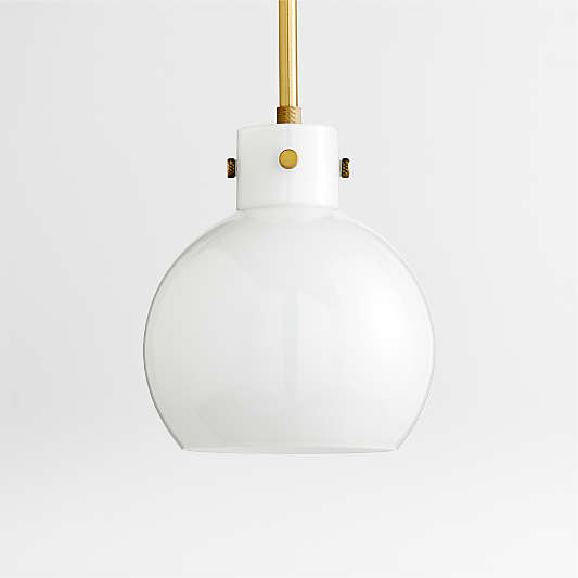 Dakota Brass Pendant Light with Small Milk Glass Globe