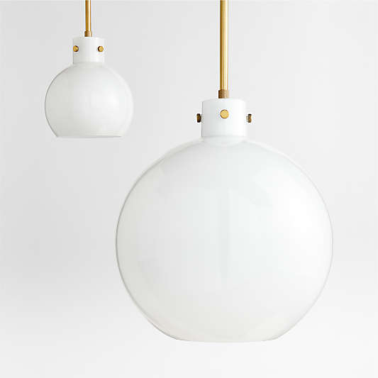 Dakota Brass Pendant Light with Small Milk Glass Globe