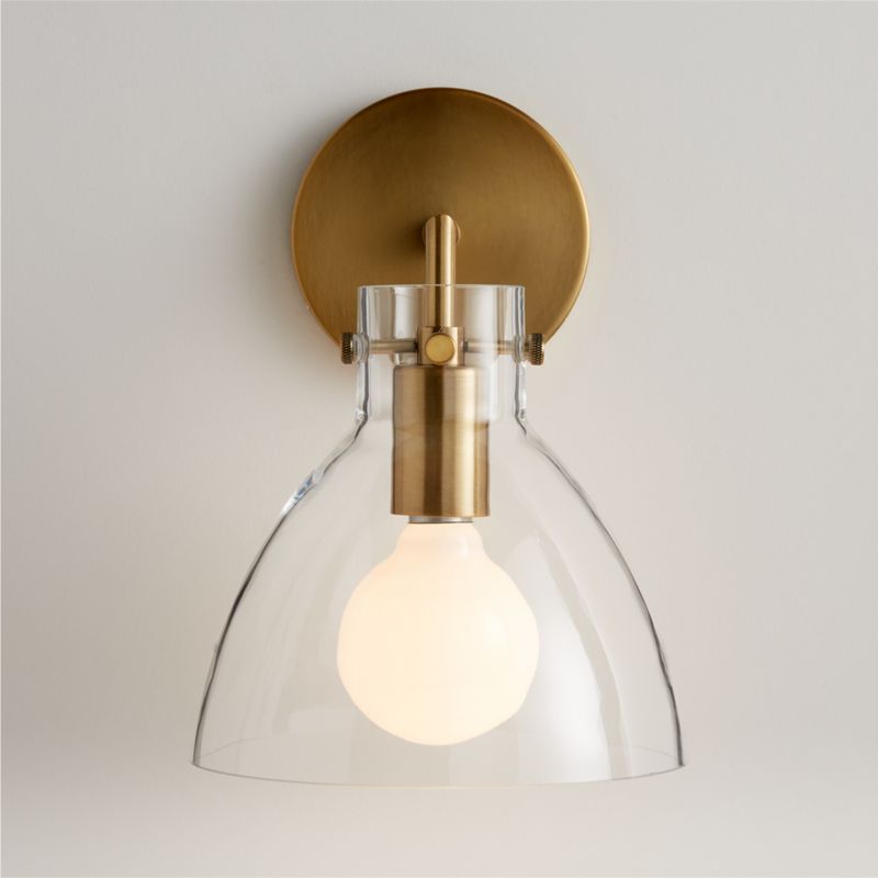 Dakota Brass Sconce Bathroom Vanity Light with Small Clear Glass