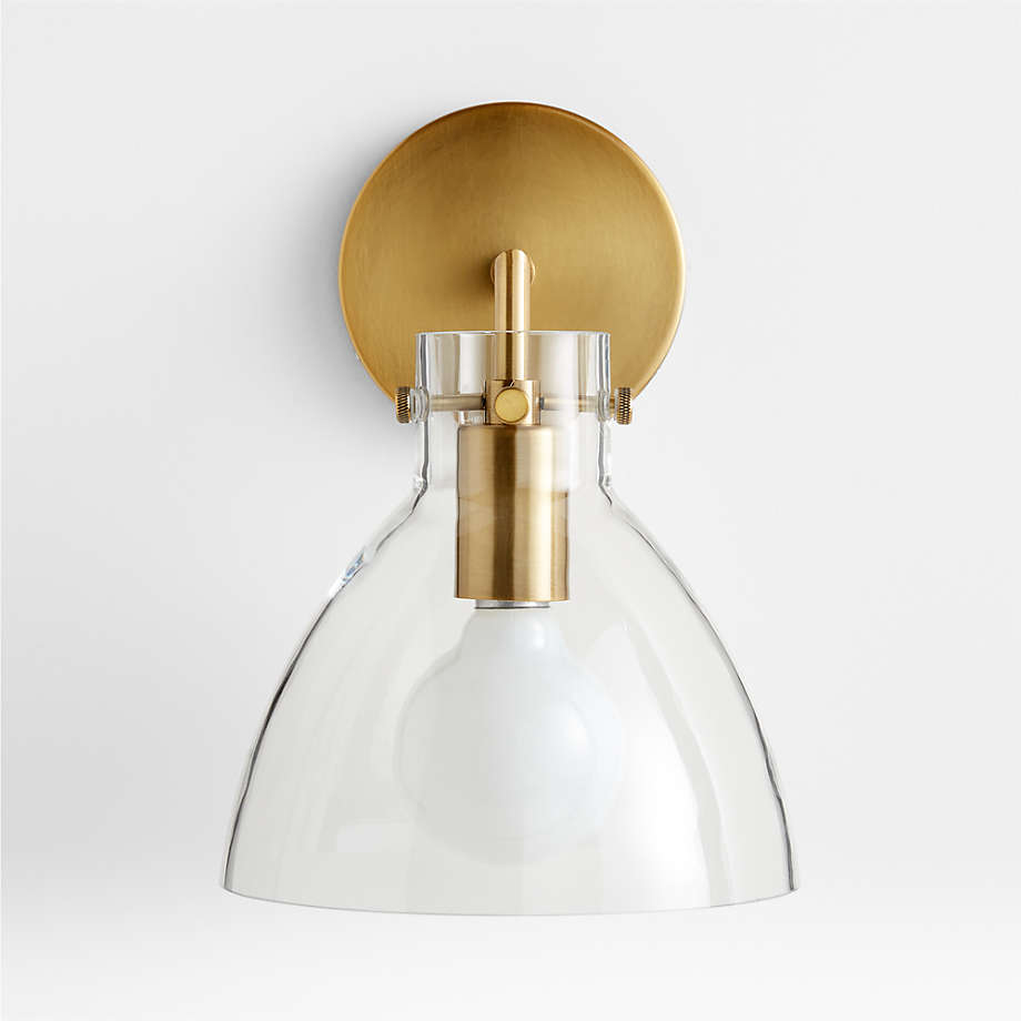 Dakota Brass Sconce Bathroom Vanity Light with Small Clear Glass Dome