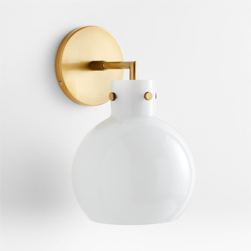 Dakota Brass Sconce Light with Small Milk Glass Globe - image 8 of 9