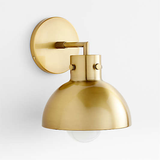 Dakota Brass Sconce Light with Small Brass Dome