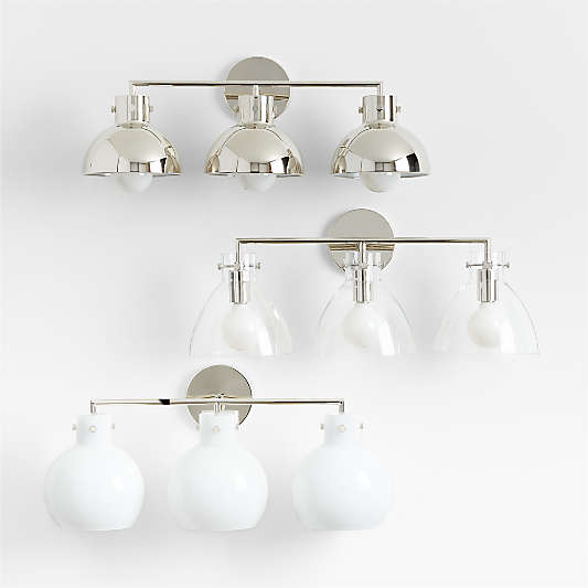 Dakota Chrome 3-Light Wall Sconce with Milk Glass Globe