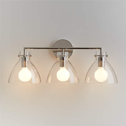 Dakota Chrome 3-Light Wall Sconce with Clear Glass Dome