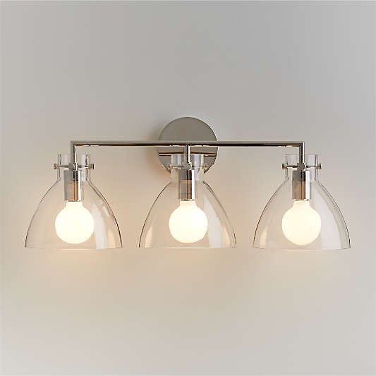Dakota Chrome 3-Light Wall Sconce with Clear Glass Dome