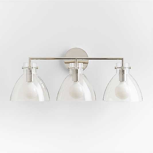 Dakota Chrome 3-Light Wall Sconce with Clear Glass Dome