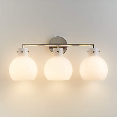 Dakota Chrome 3-Light Wall Sconce with Milk Glass Globe