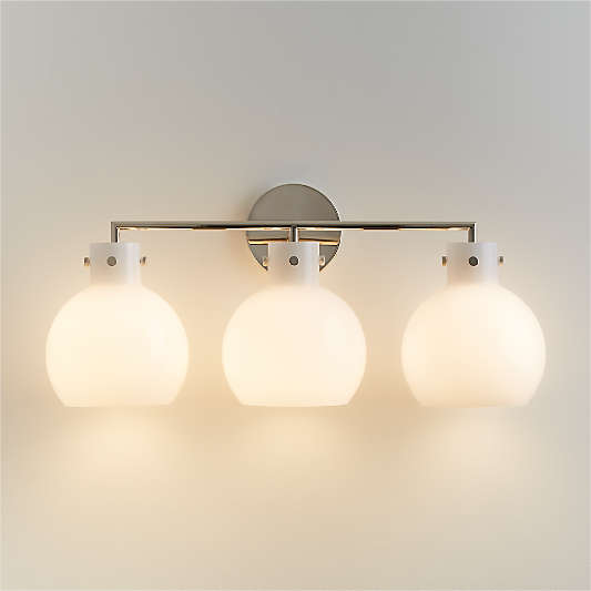 Dakota Chrome 3-Light Wall Sconce with Milk Glass Globe